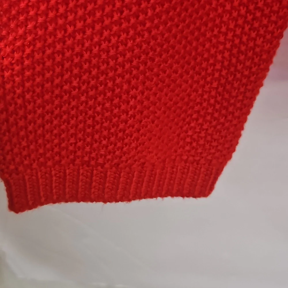 H&M Red Basket Weave Open Cardigan Womens Sz Med